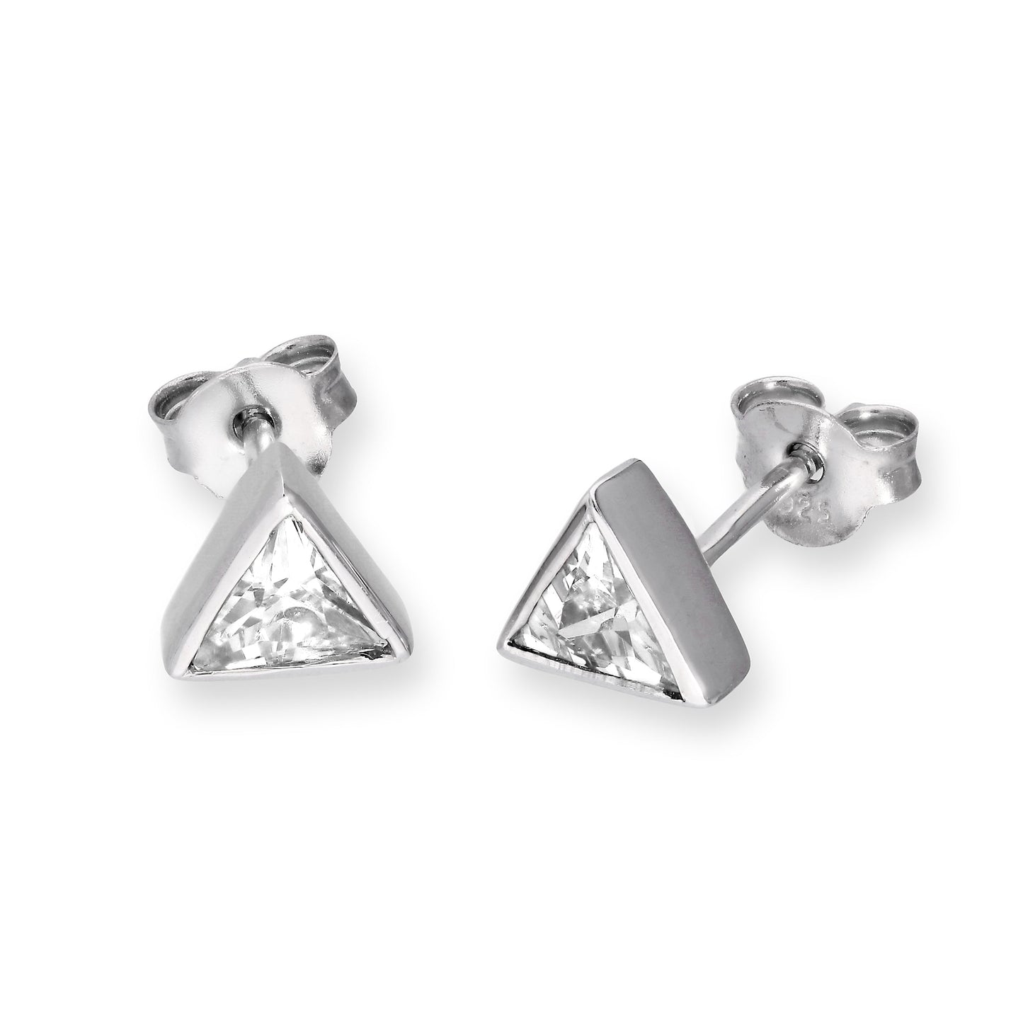 Sterling Silber & CZ Kristall Dreieck Geburtsstein Ohrstecker