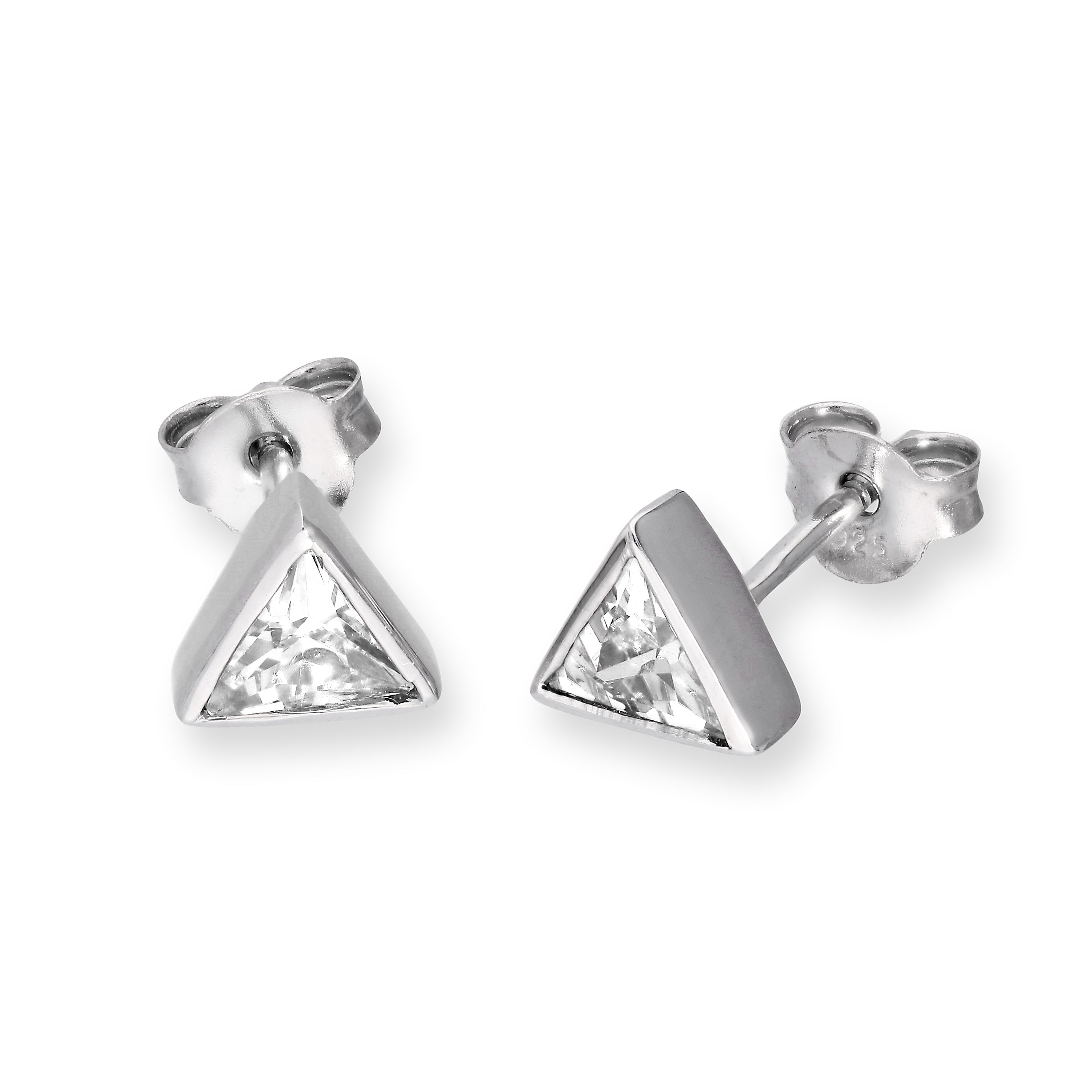 Sterlingsilber & CZ Kristall Dreieck Geburtsstein Ohrstecker