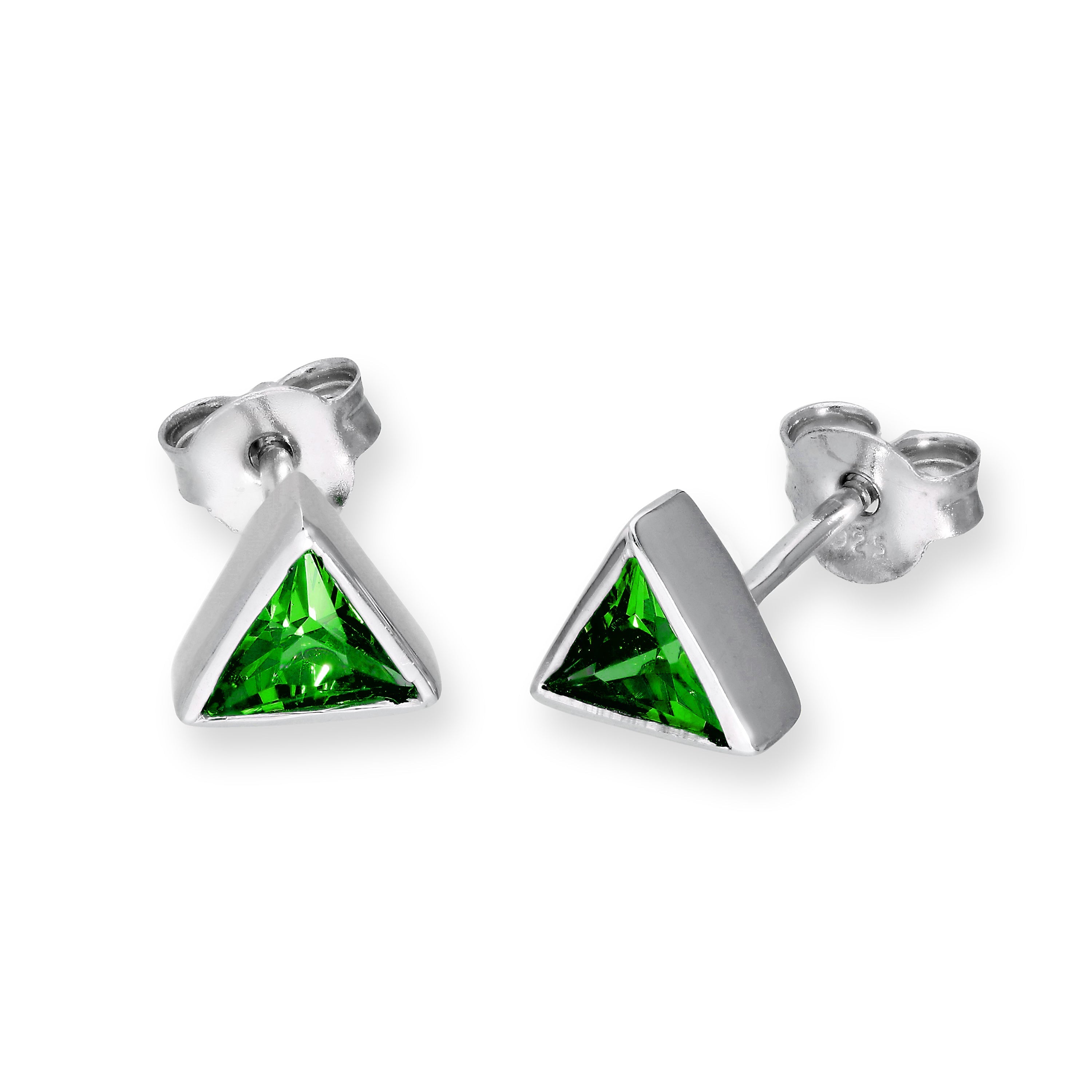 Sterlingsilber & CZ Kristall Dreieck Geburtsstein Ohrstecker