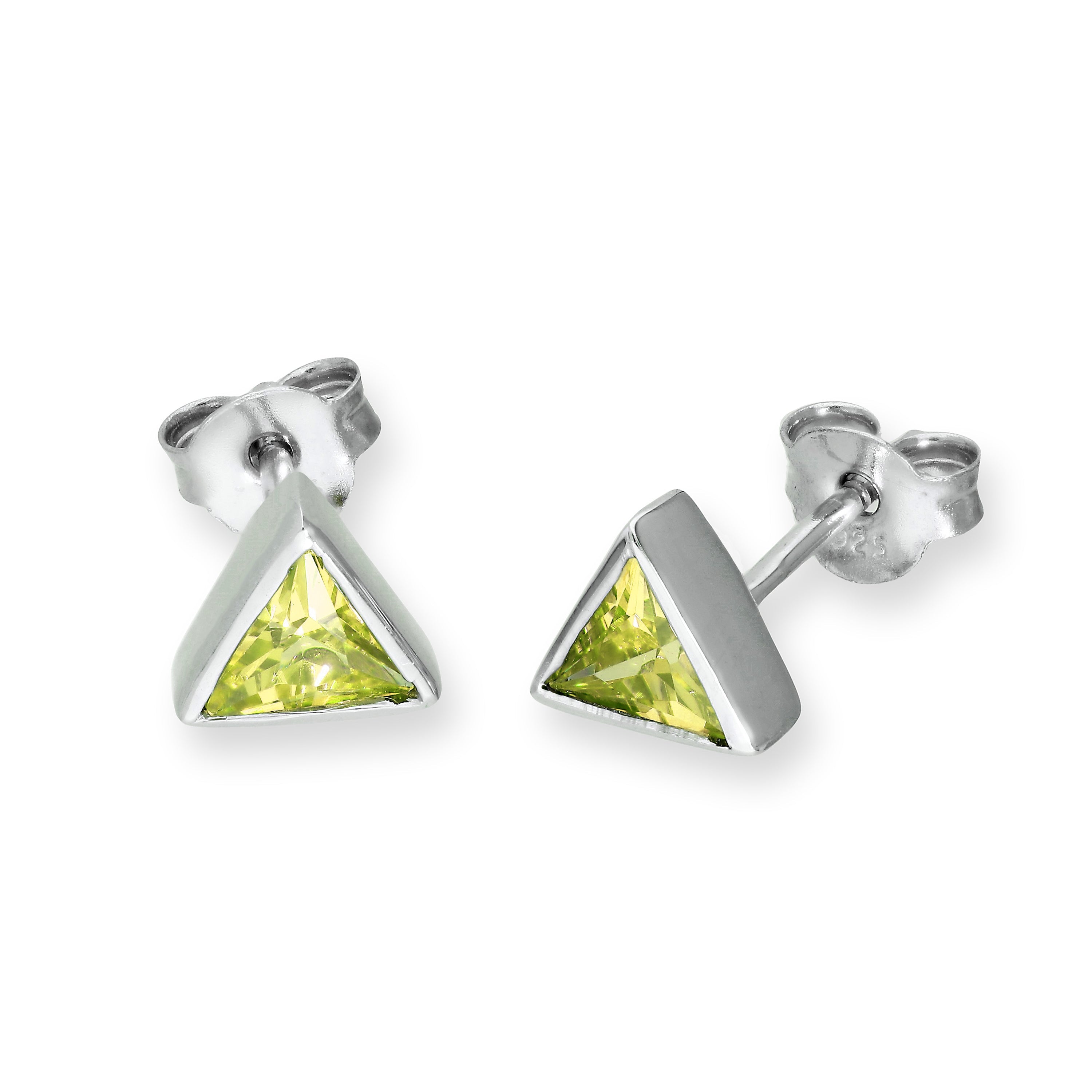Sterlingsilber & CZ Kristall Dreieck Geburtsstein Ohrstecker