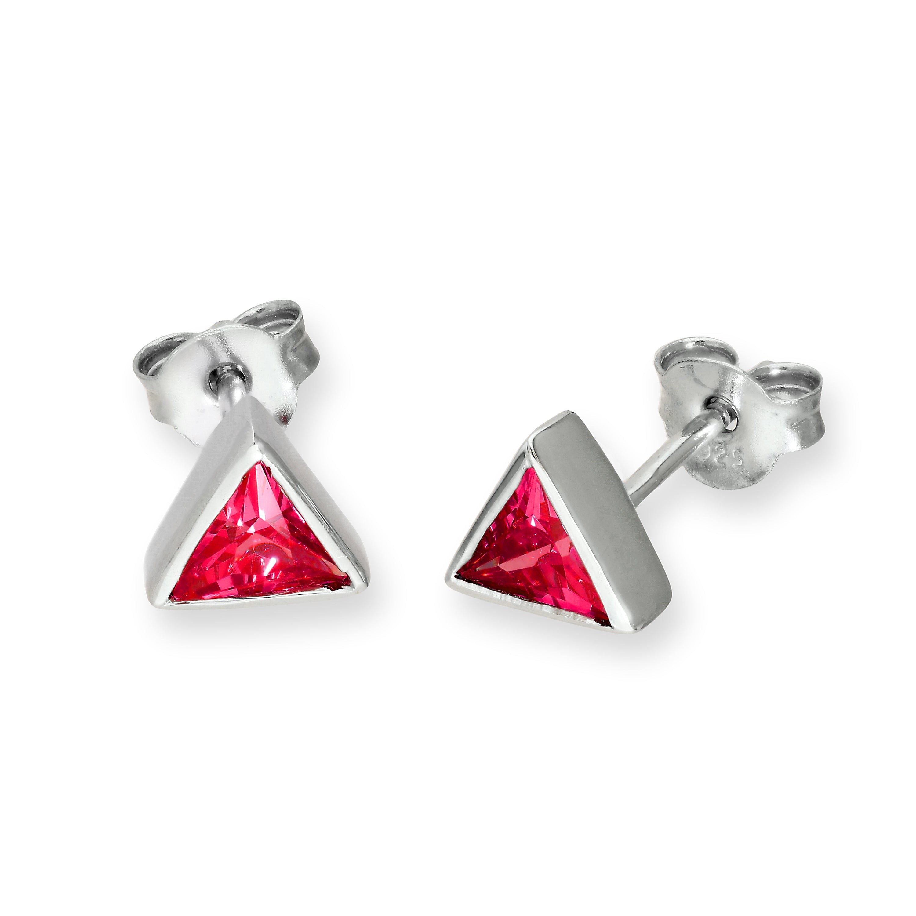 Sterlingsilber & CZ Kristall Dreieck Geburtsstein Ohrstecker