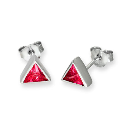 Sterling Silber & CZ Kristall Dreieck Geburtsstein Ohrstecker