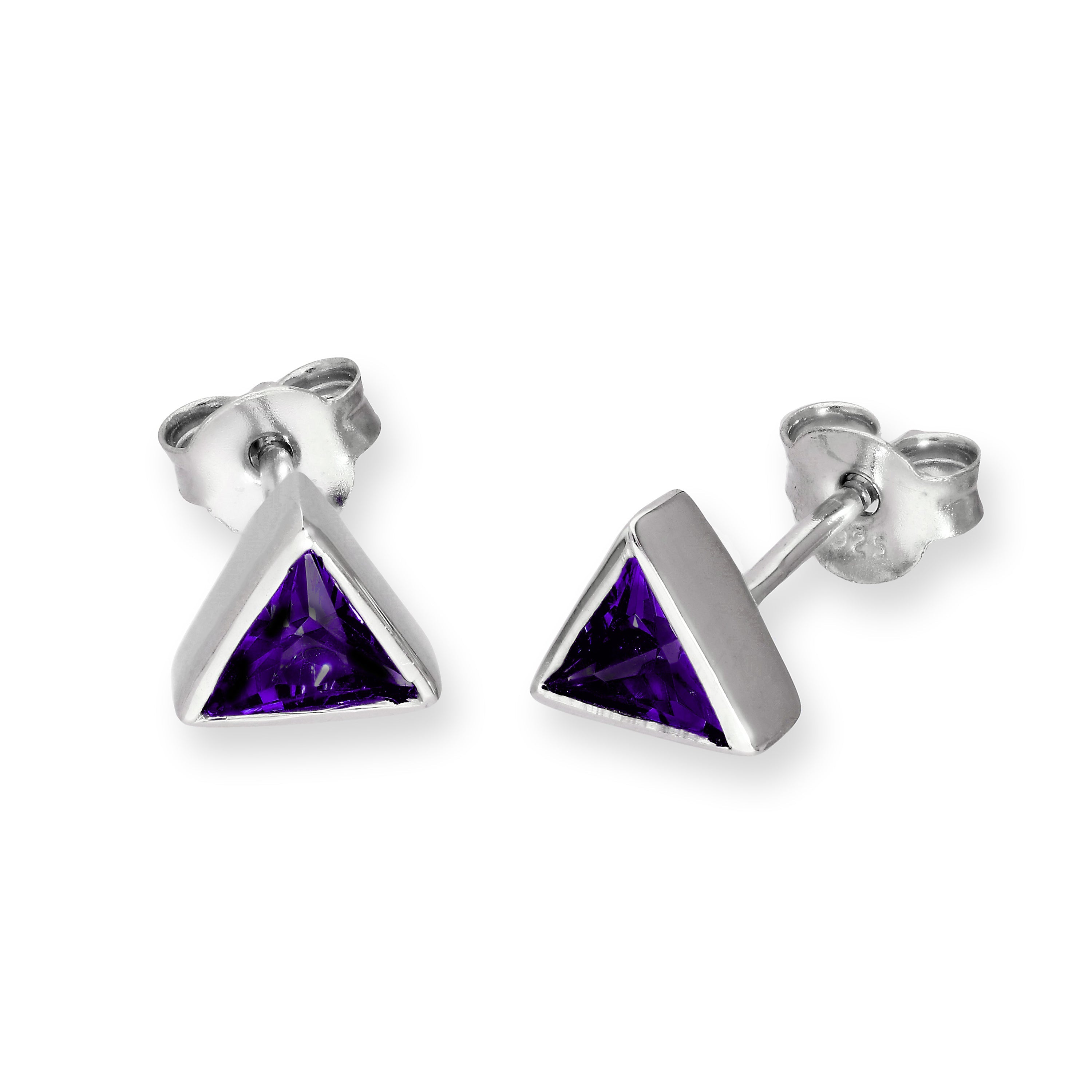Sterlingsilber & CZ Kristall Dreieck Geburtsstein Ohrstecker