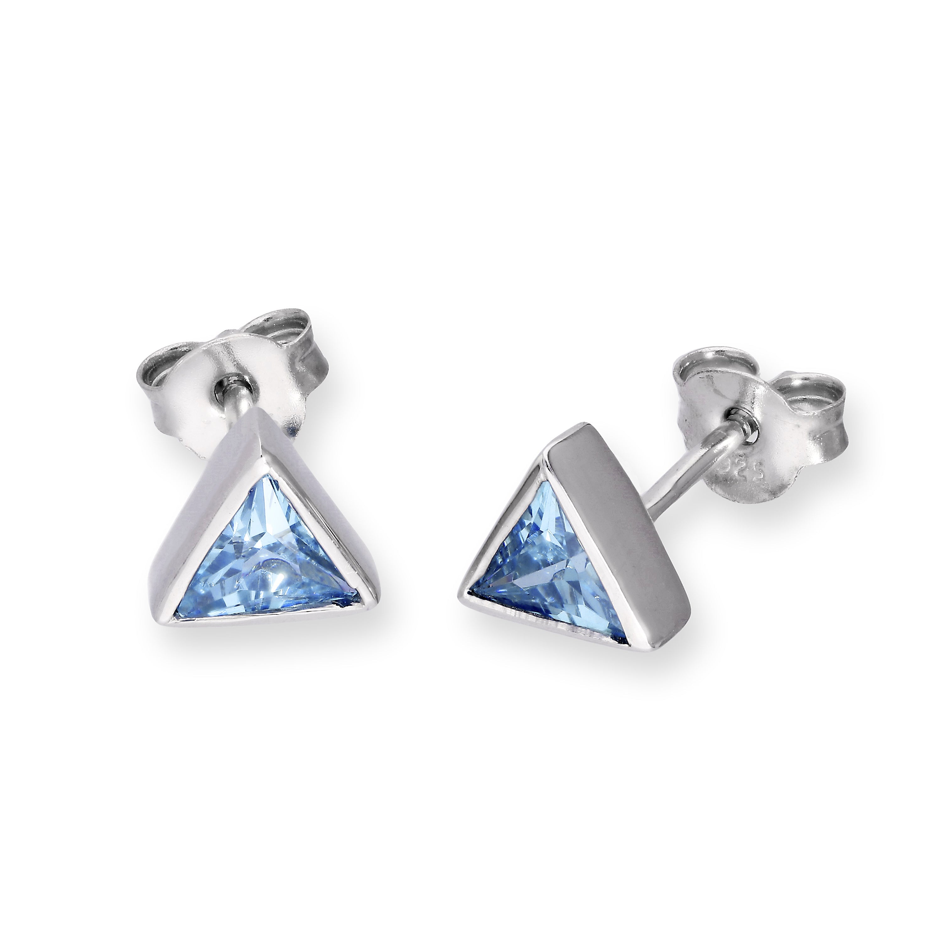 Sterlingsilber & CZ Kristall Dreieck Geburtsstein Ohrstecker
