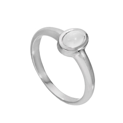 Sterlingsilber & Mondstein, oval, Geburtsstein für Juni, Ringgrößen J–U