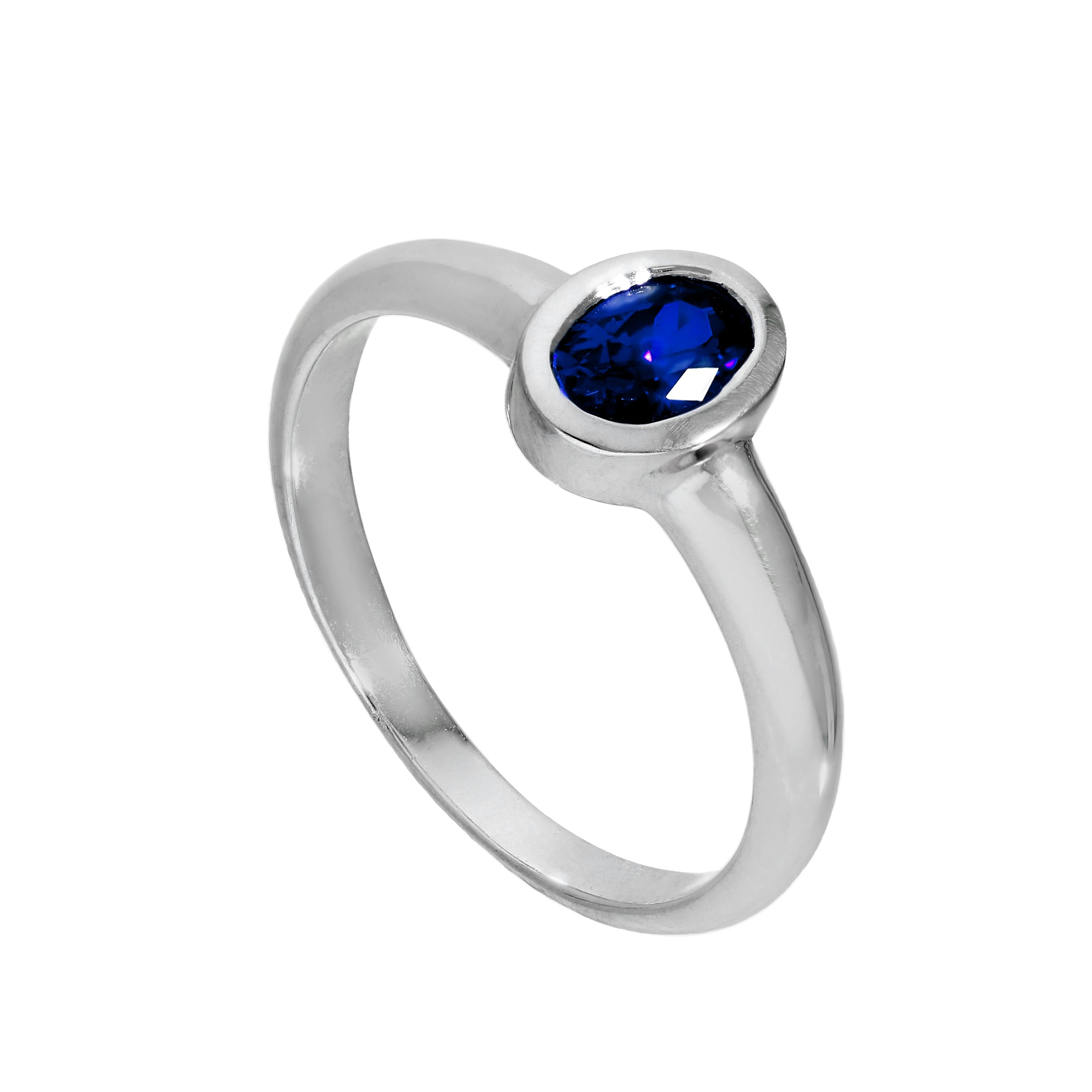 Sterlingsilber & Saphir CZ Kristall Oval September Geburtsstein Ring Größen J - U