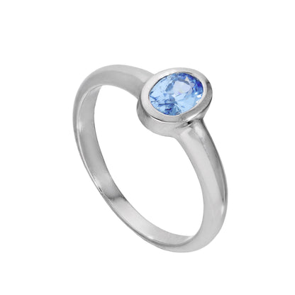 Sterlingsilber & Tanzanit CZ Kristall Oval Dezember Geburtsstein Ring Größen J - U