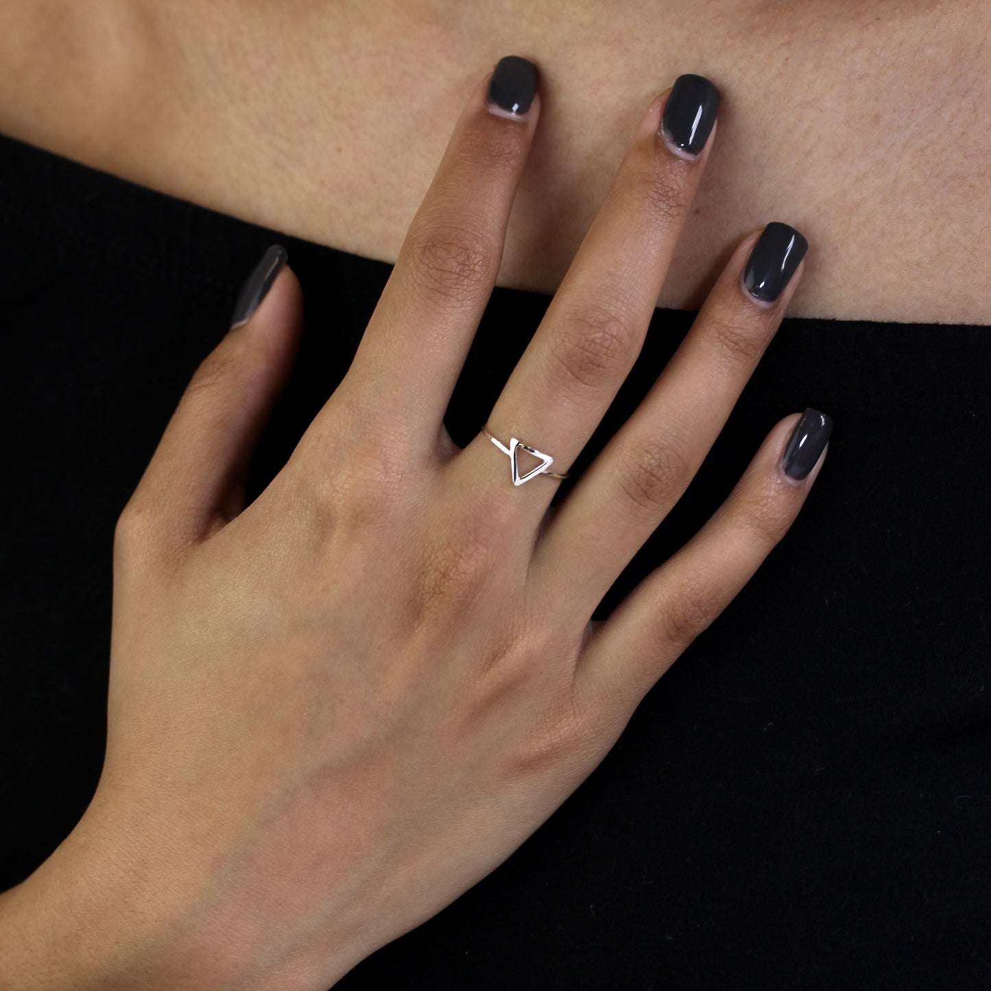 Sterling Silber offener dreieckiger Ring Größen J - V