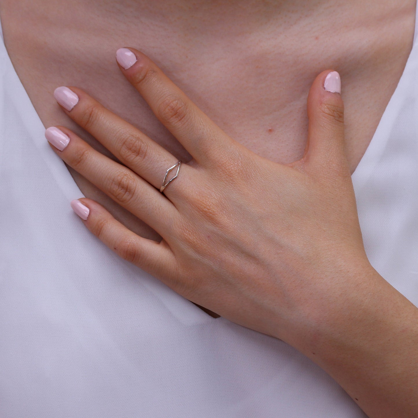 Sterling Silber großer offener diamantförmiger Ring Größen J - V