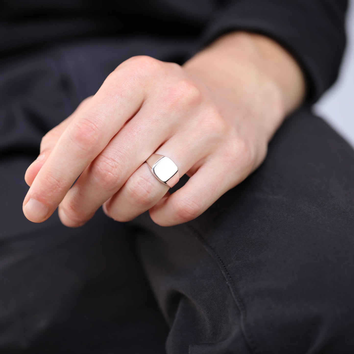 Sterling Silber gravierbarer Herren-Siegelring Größen M - Z+1