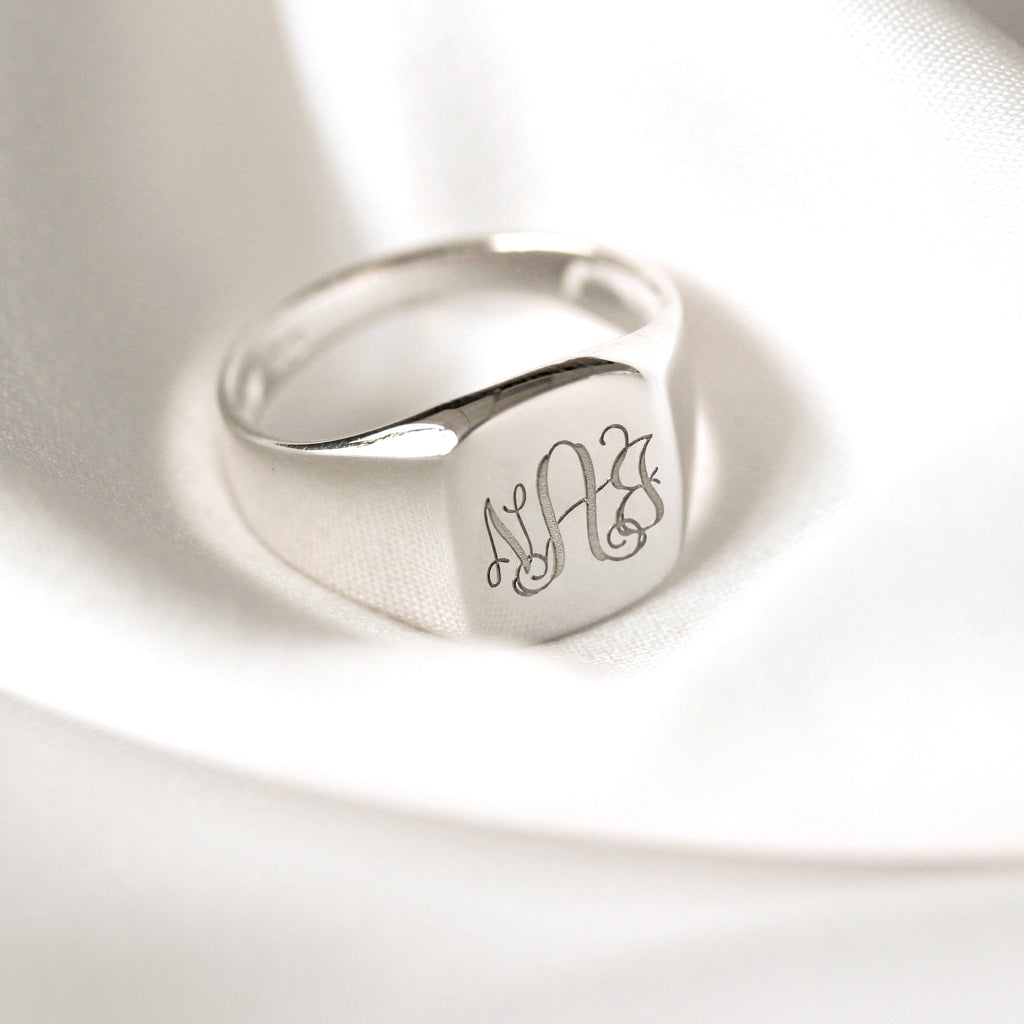 Sterlingsilber gravierbarer Herren-Siegelring Größen M - Z+1