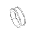 Sterlingsilber- und klarer CZ-Kristall-Doppelbandring in den Größen J–V