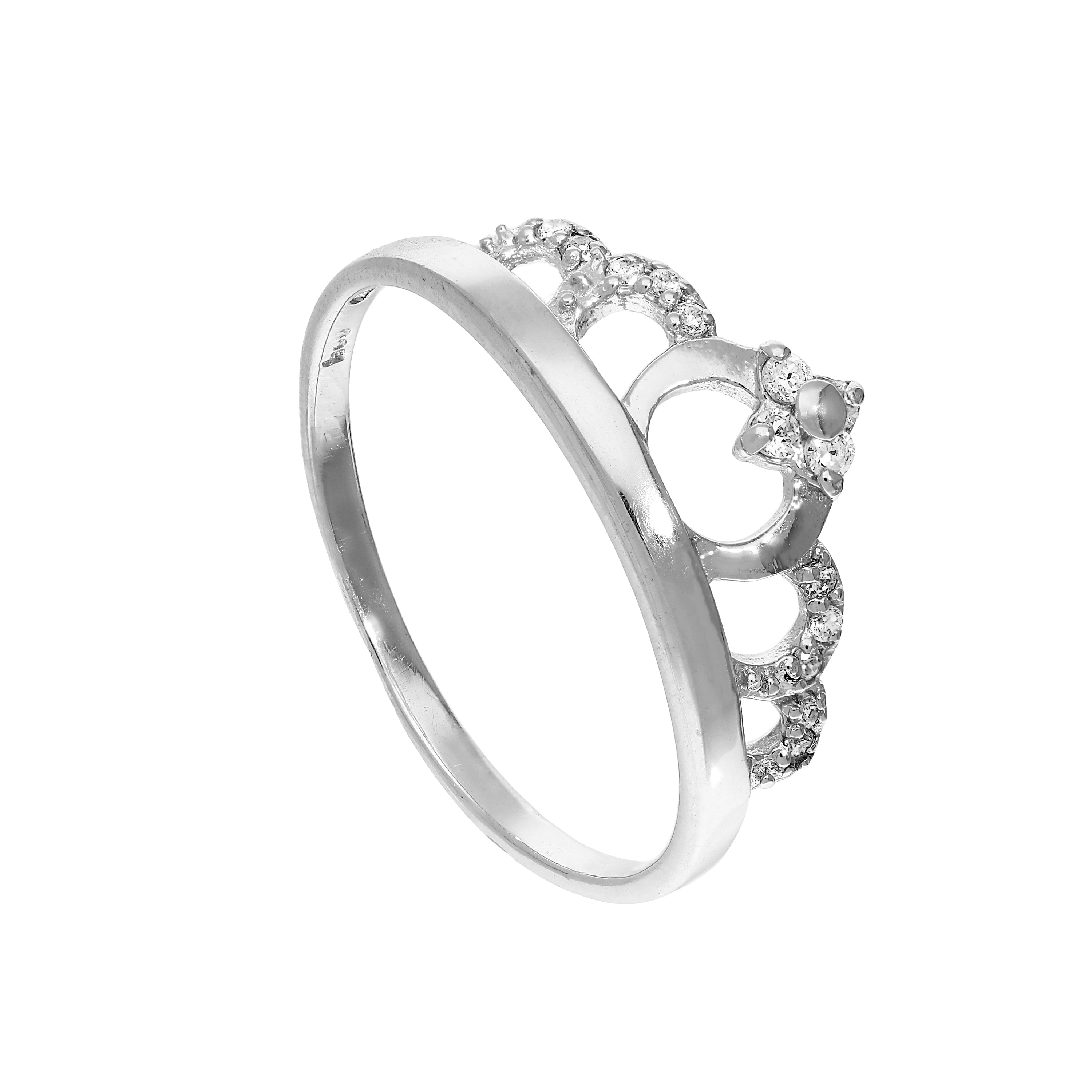 Sterlingsilber- und klarer CZ-Kristall-Tiara-Ring in den Größen J–U