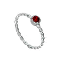 Sterlingsilber & Granat CZ Kristall Januar Geburtsstein Twisted Rope Ring I - U