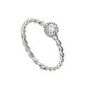 Sterlingsilber & klarer CZ-Kristall, Geburtsstein für den Monat April, gedrehter Seilring, Größe I–U