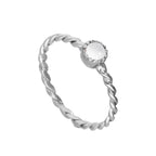 Sterlingsilber & Mondstein Juni-Geburtsstein gedrehter Seilring I - U