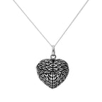 Sterlingsilber gravierbarer Engel Flügel Herz Medaillon an Kette 16 - 22 Zoll