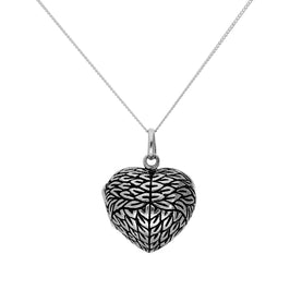 Sterlingsilber gravierbarer Engel Flügel Herz Medaillon an Kette 16 - 22 Zoll