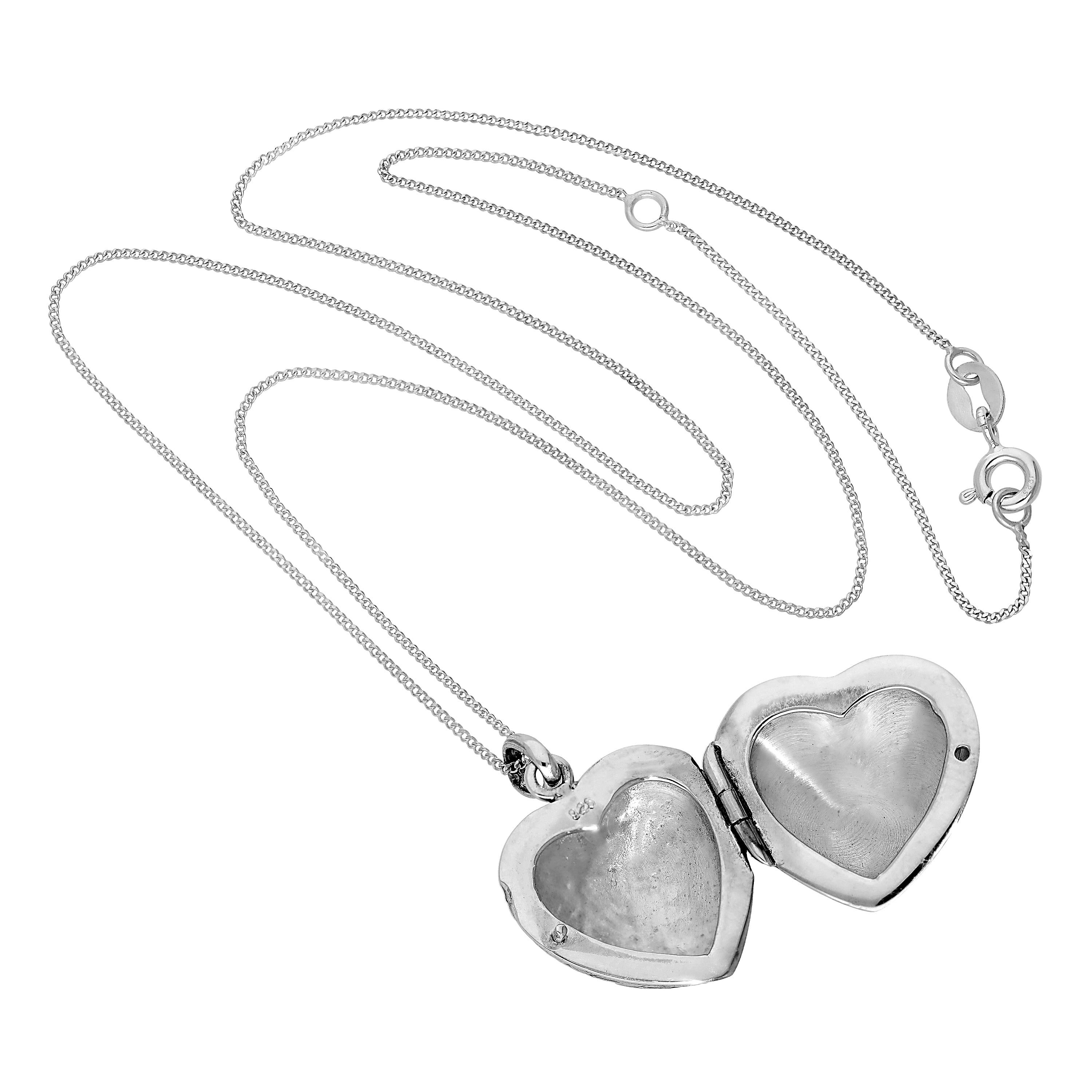 Sterlingsilber gravierbarer Engel Flügel Herz Medaillon an Kette 16 - 22 Zoll