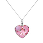 Sterlingsilber & Eingefärbt Rosa Perlmutt Gravierbar Herz Medaillon 16 – 56 cm