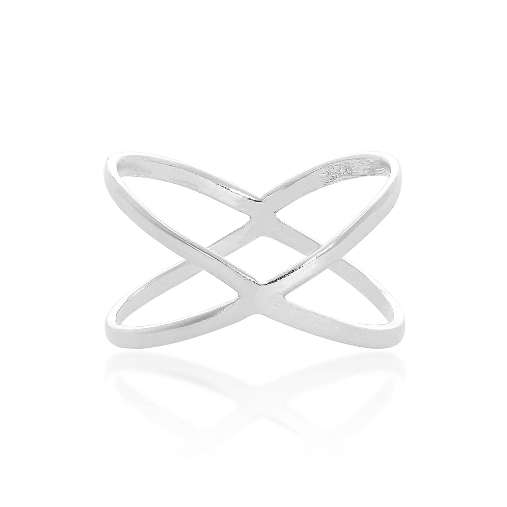Sterlingsilber Kreuzring Größen K - X