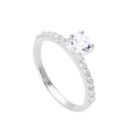 Sterlingsilber & klarer CZ Kristall Ring mit CZ Kristallen an den Schultern Größe J - V