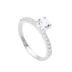 Sterlingsilber & klarer CZ Kristall Ring mit CZ Kristallen an den Schultern Größe J - V