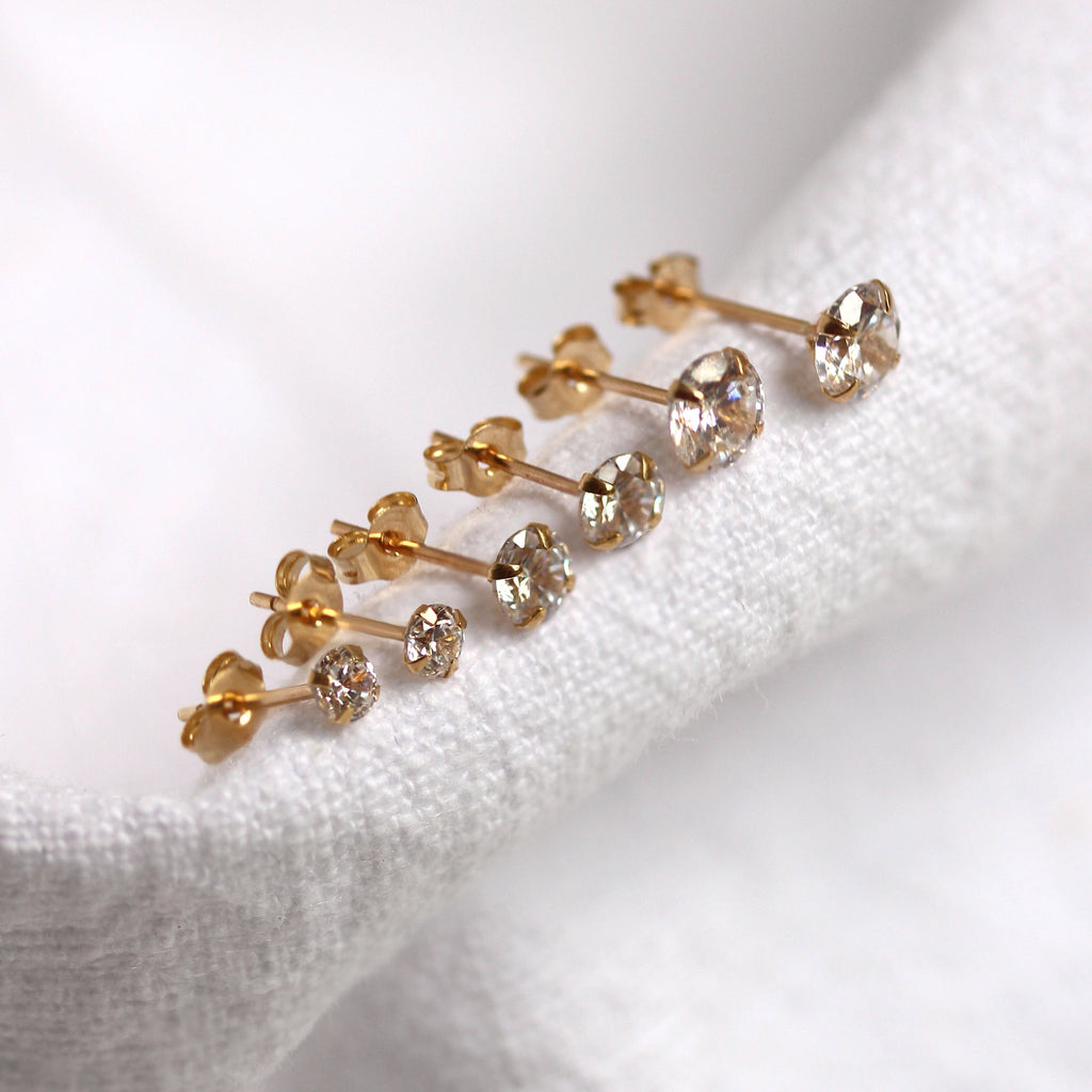 9 Karat Gelbgold Clear CZ Ohrstecker