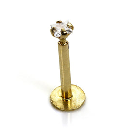 9 Karat Gelbgold Klar CZ Lippenpflock