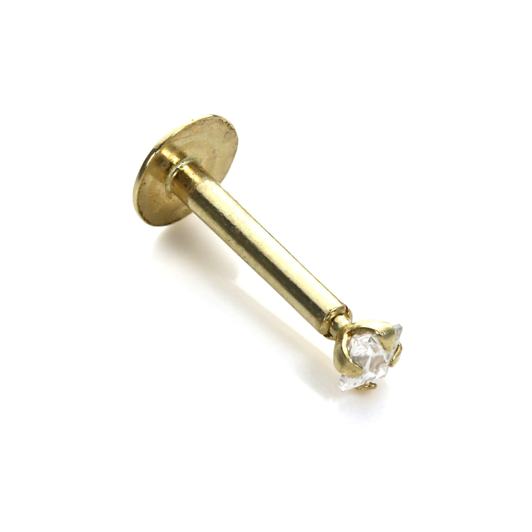 9 Karat Gelbgold Klar CZ Lippenpflock