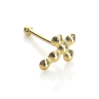 Kreuz Nasenstecker aus 9 Karat Gelbgold