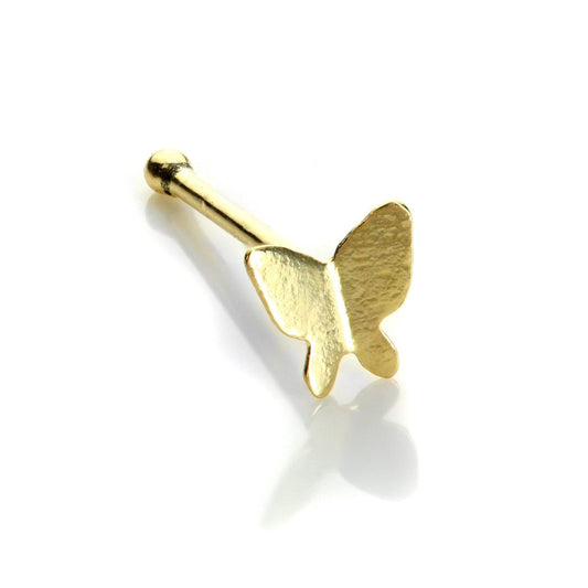 9ct Yellow Gold Butterfly Nose Stud - jewellerybox