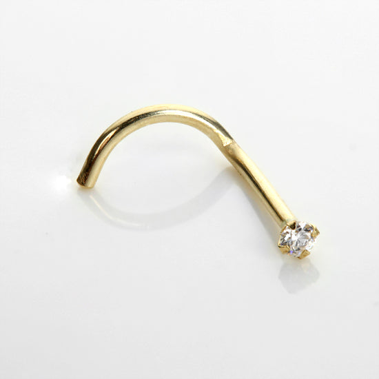 9 Karat Gelbgold Zirkonia Kristall Nasenschraubhaken