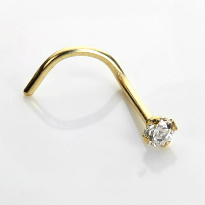 9 Karat Gelbgold Zirkonia Kristall Nasenschraubhaken