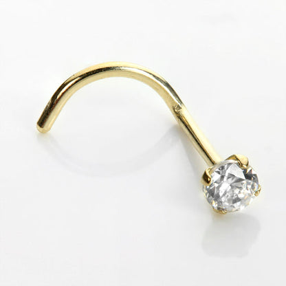 9 Karat Gelbgold Zirkonia Kristall Nasenschraubhaken