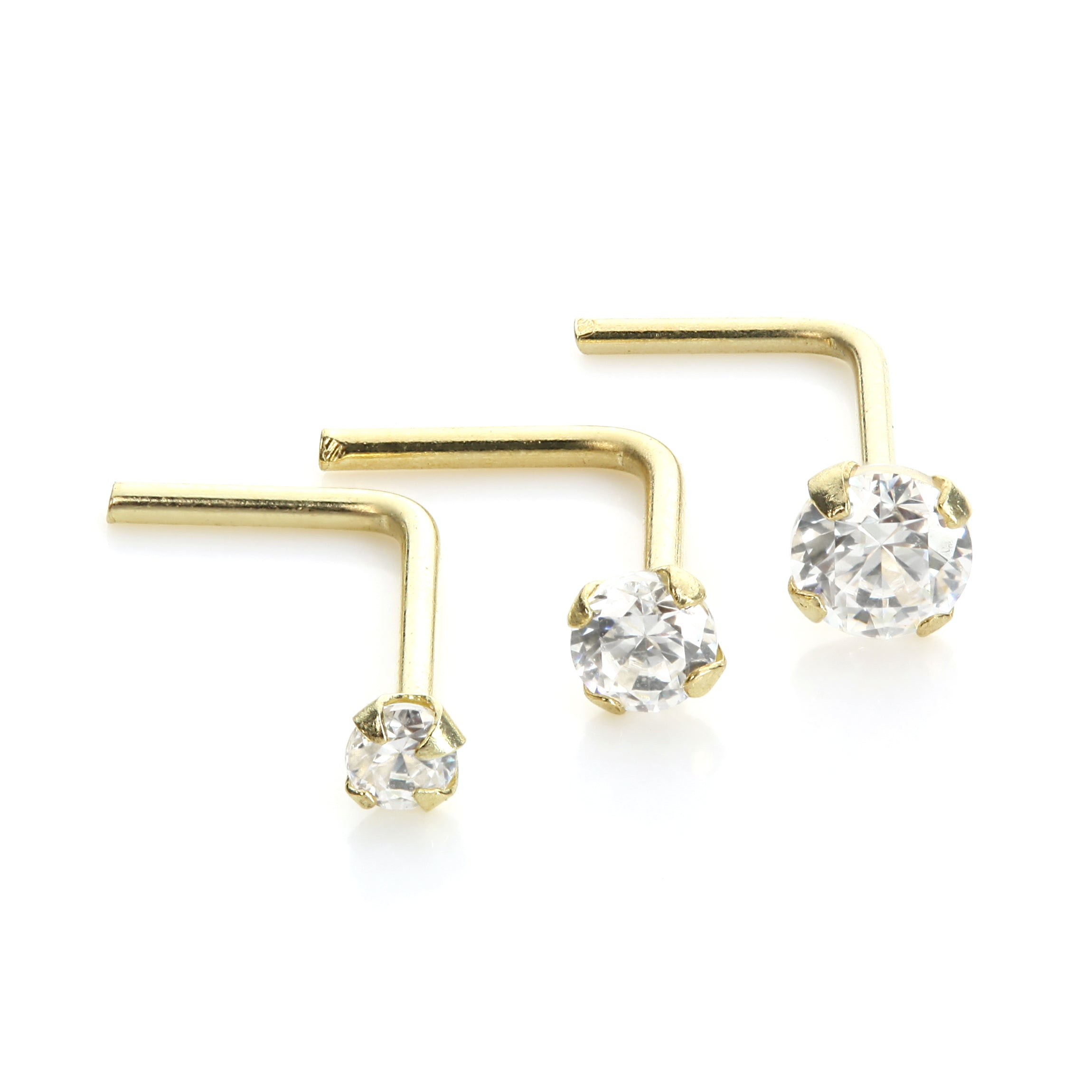 Nasenstecker aus 9 Karat Gelbgold mit klarem Kristall
