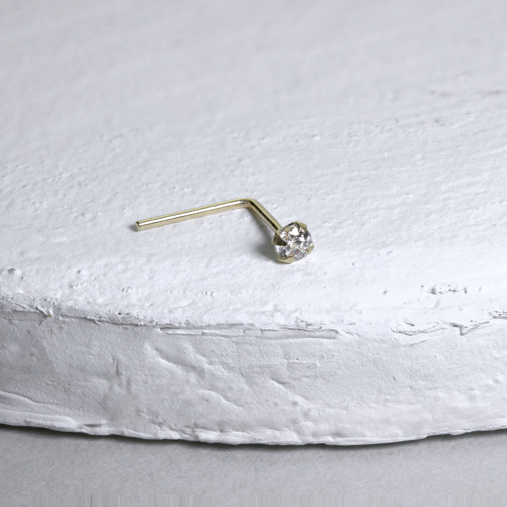 Nasenstecker aus 9 Karat Gelbgold mit klarem Kristall