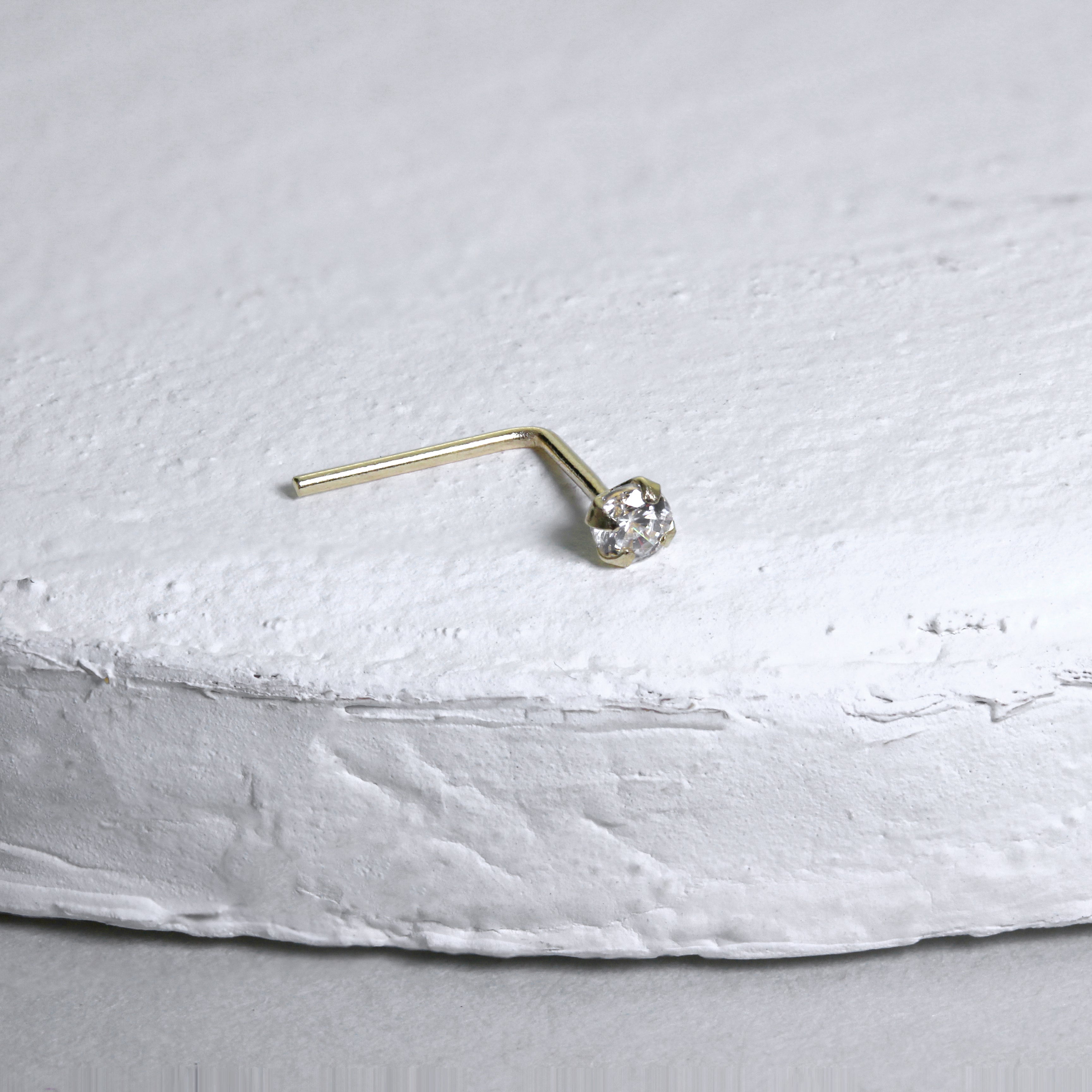 Nasenstecker aus 9 Karat Gelbgold mit klarem Kristall