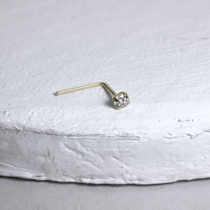 Nasenstecker aus 9 Karat Gelbgold mit klarem Kristall