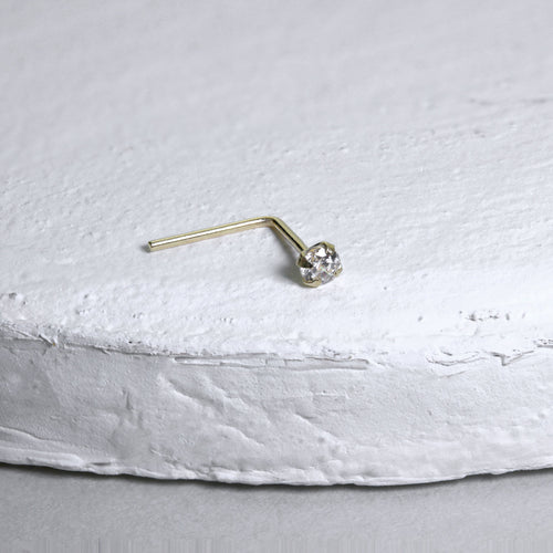 Nasenstecker aus 9 Karat Gelbgold mit klarem Kristall