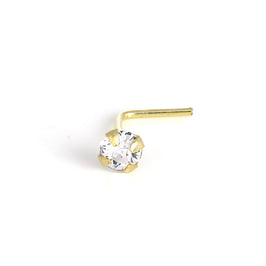9 Karat Gold L - Förmig Kristall 2,5 mm Nasenstecker