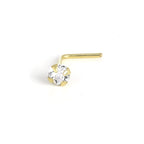 9 Karat Gold L-förmiger Kristall Nasenstecker 1,5 mm - 2,5 mm