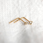 9 Karat Gold L-förmiger Kristall Nasenstecker 1,5 mm - 2,5 mm