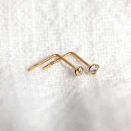 9 Karat Gold L-förmiger Kristall Nasenstecker 1,5 mm - 2,5 mm