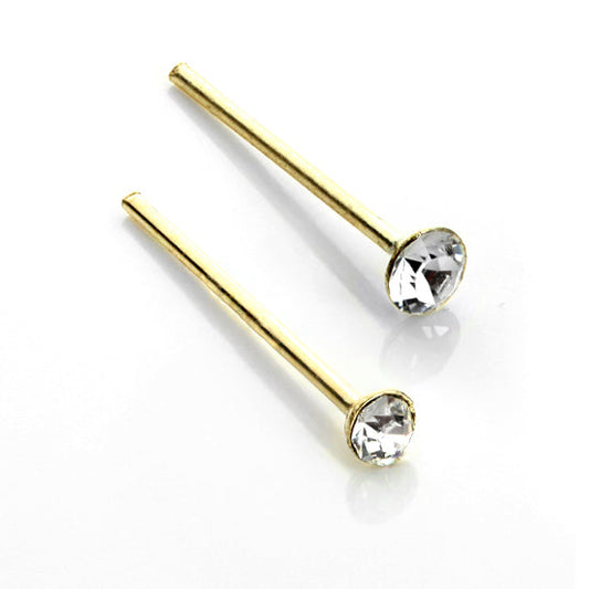 9ct Yellow Gold Clear CZ Straight Nose Stud