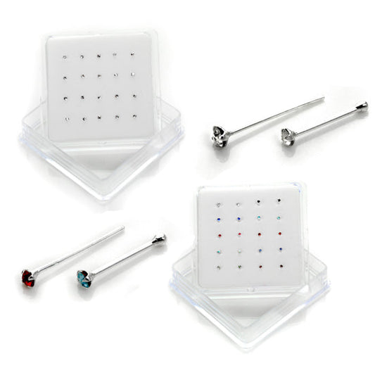 20 Pack Sterling Silver 4 Prong Set CZ 2mm Nose Studs
