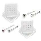 20er-Pack Sterlingsilber 4-fach gefasste CZ 2 mm Nasenstecker