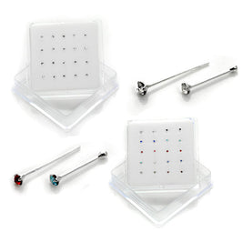 20er-Pack Sterlingsilber 4-fach gefasste CZ 2 mm Nasenstecker