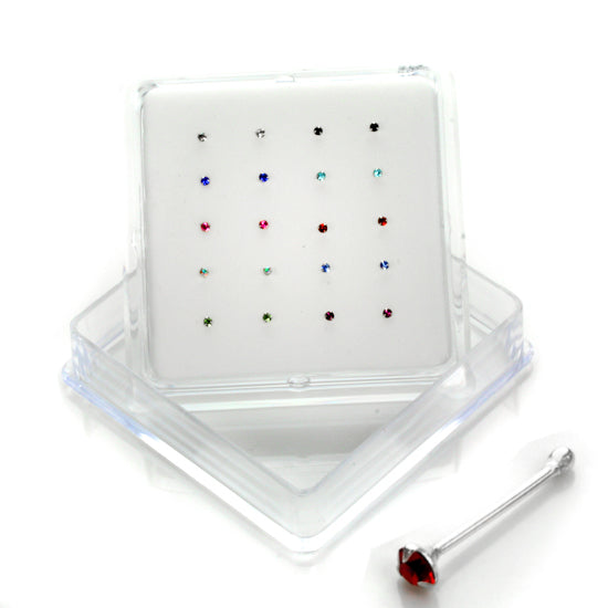 20 Pack Sterling Silber 3 Prong Set CZ 2mm Nose Studs