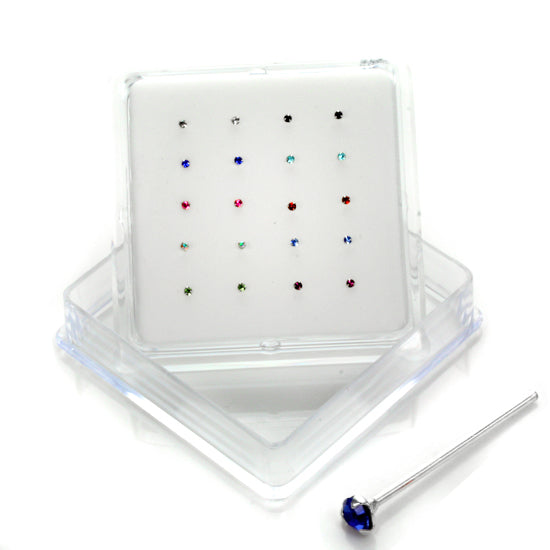 20 Pack Sterling Silber 3 Prong Set CZ 2mm Nose Studs